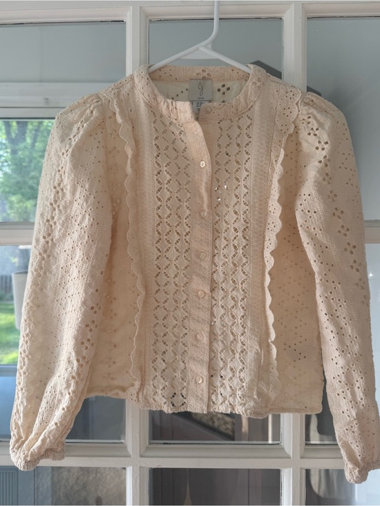 Joie Tops - Women’s Cream Eyelet Long-Sleeve Top Size XS